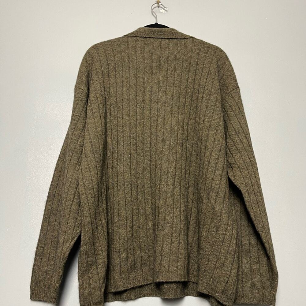 Vintage Structure Lambswool Collared Fisherman Sweater Green Men’s Size XL - Picture 2 of 10